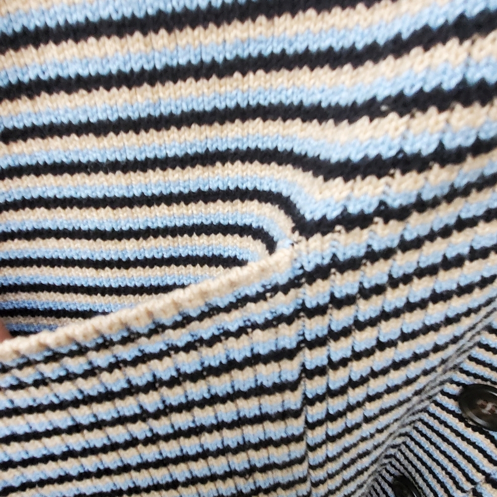 A.L.C. Caspian Striped Cardigan Patch Pockets Oversized Italian Yarn Size Small - Picture 7 of 14